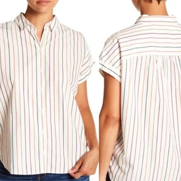 💐HP 💐 Madewell Central Sadie Multi-stripe Shirt - Perfect Condition - Picture 4 of 9